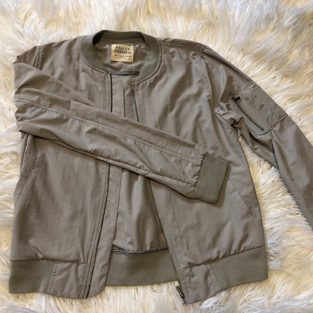 ASHLEY Outwear Women's Thin Bomber Jacket Gray